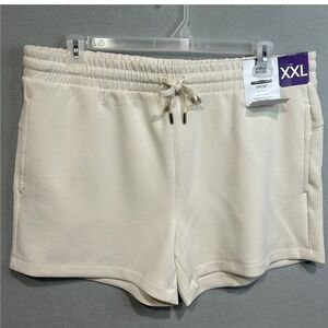 Members Mark Sandwash Short Men XXL Off-White Elastic Waist Drawcord 4" Inseam